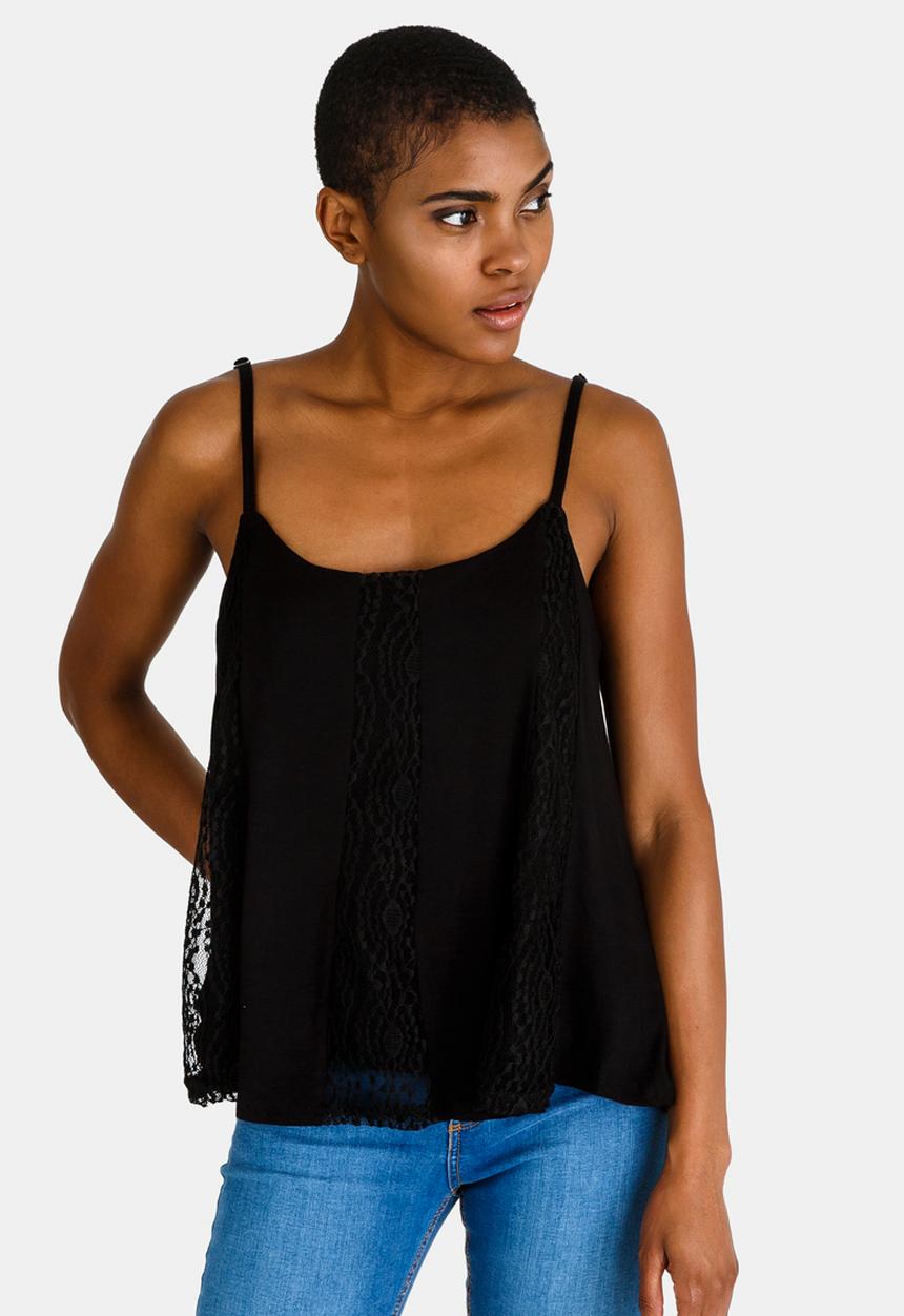 edit - Lace Inset Cami Black