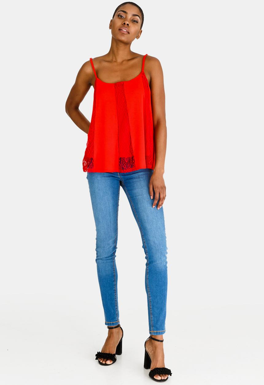 edit - Lace Inset Cami Red
