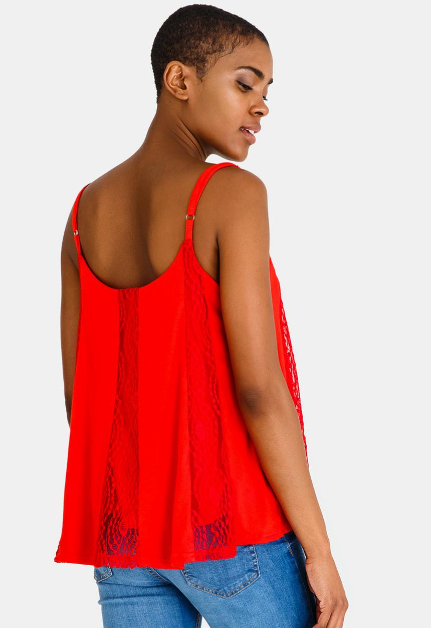 edit - Lace Inset Cami Red