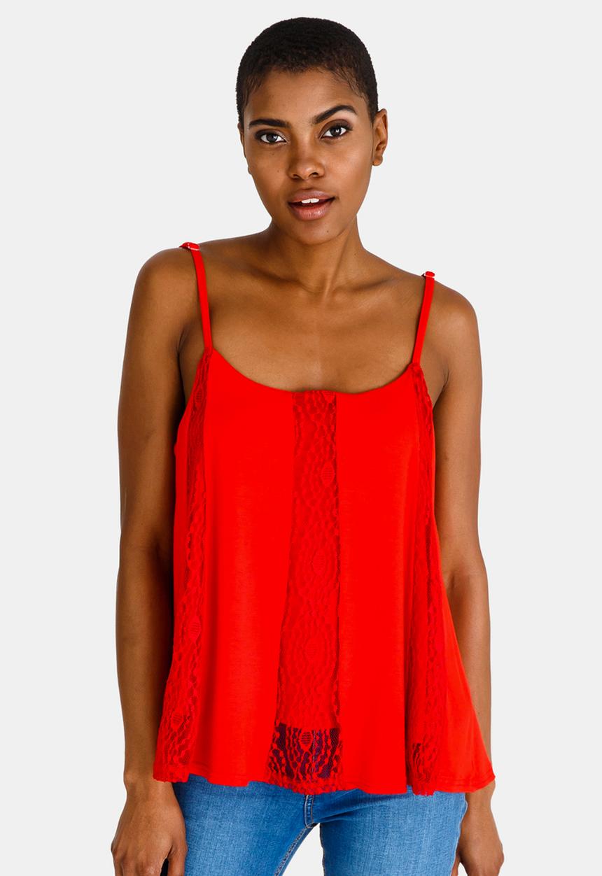 edit - Lace Inset Cami Red