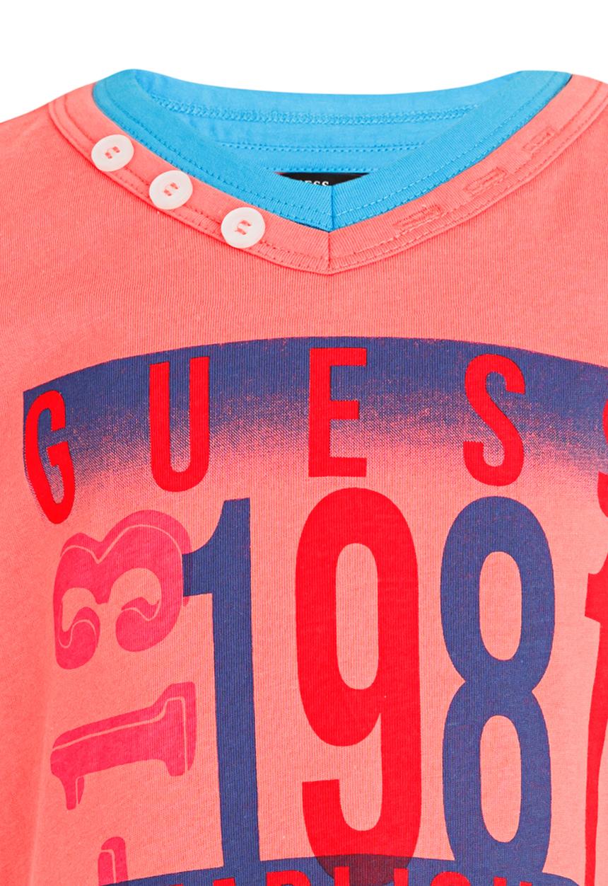 GUESS - S/S 3 Button Guess Tee Red