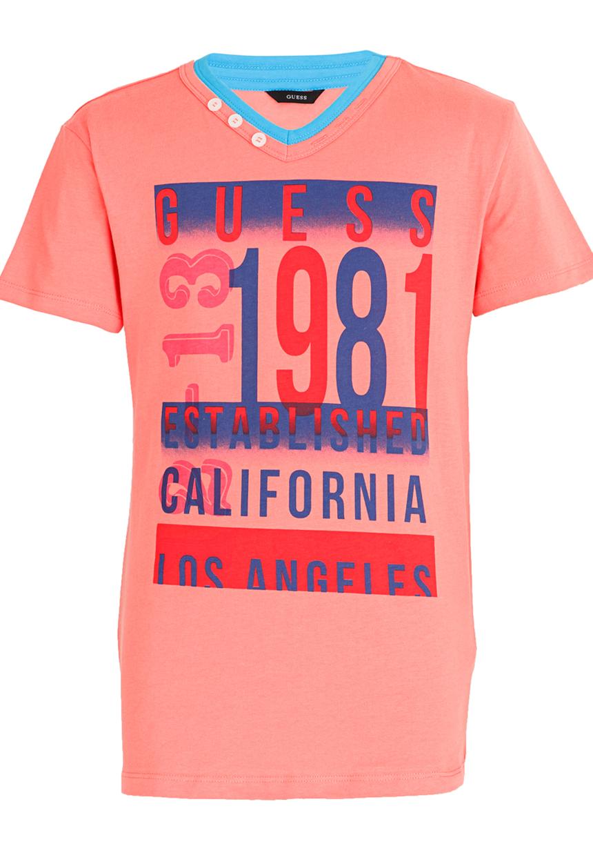 GUESS - S/S 3 Button Guess Tee Red