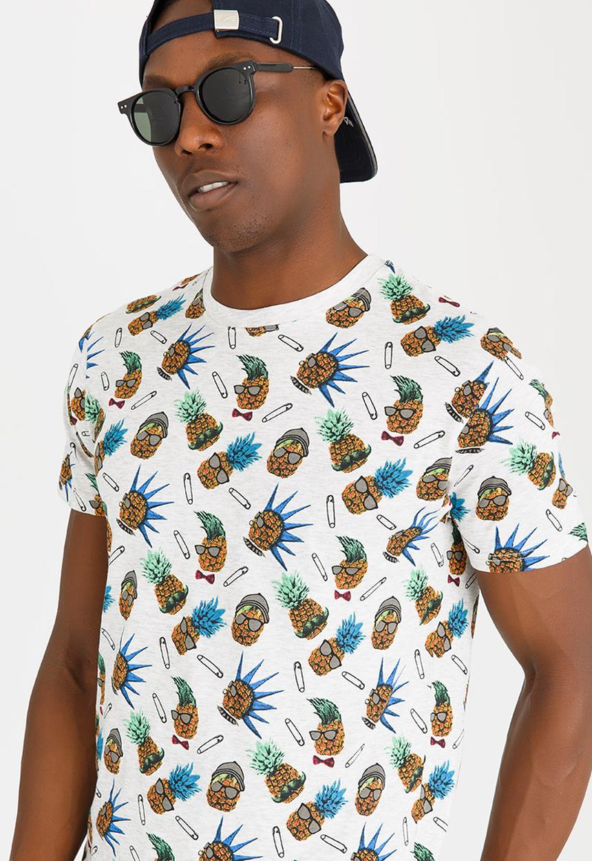Brave Soul - Sid Pineapple Printed Tee Multi-colour