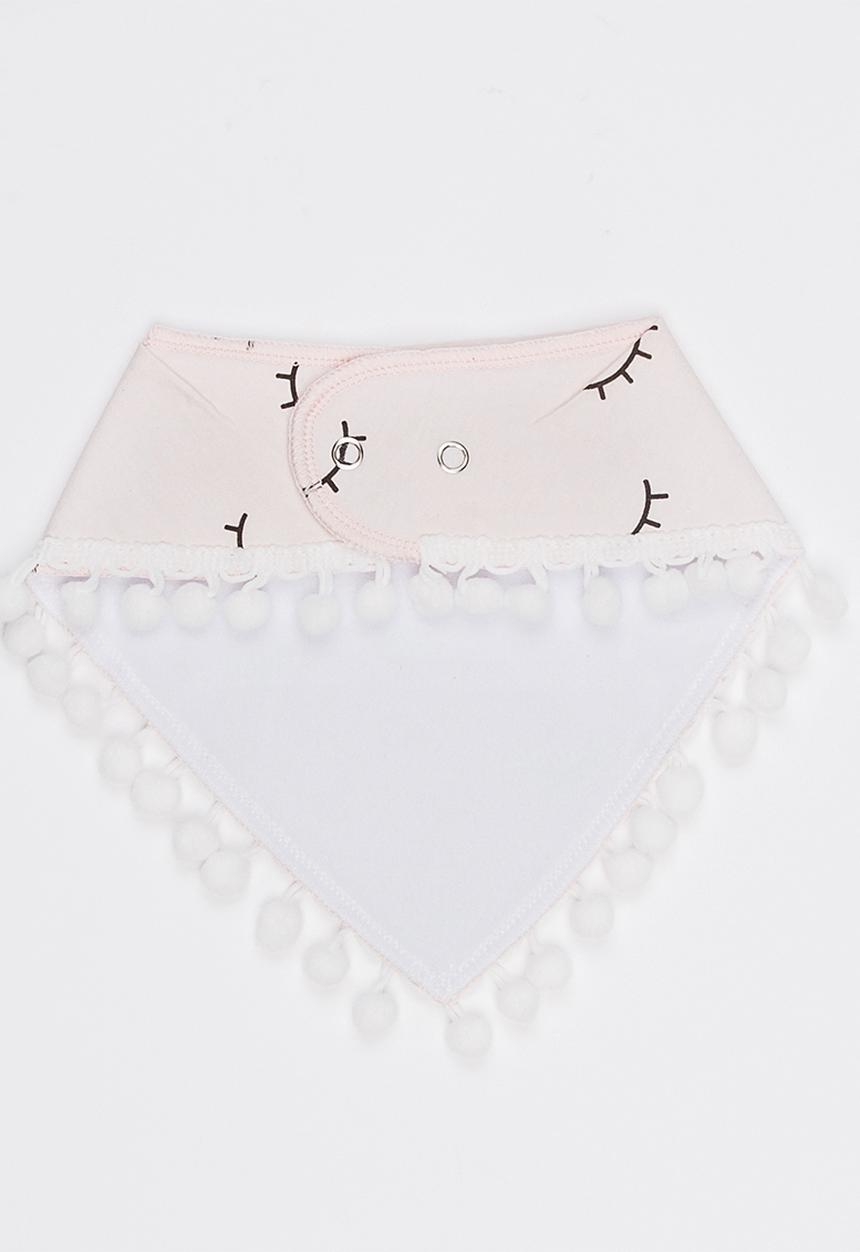 Pop Candy - Pom Pom Trim bib Pale Pink