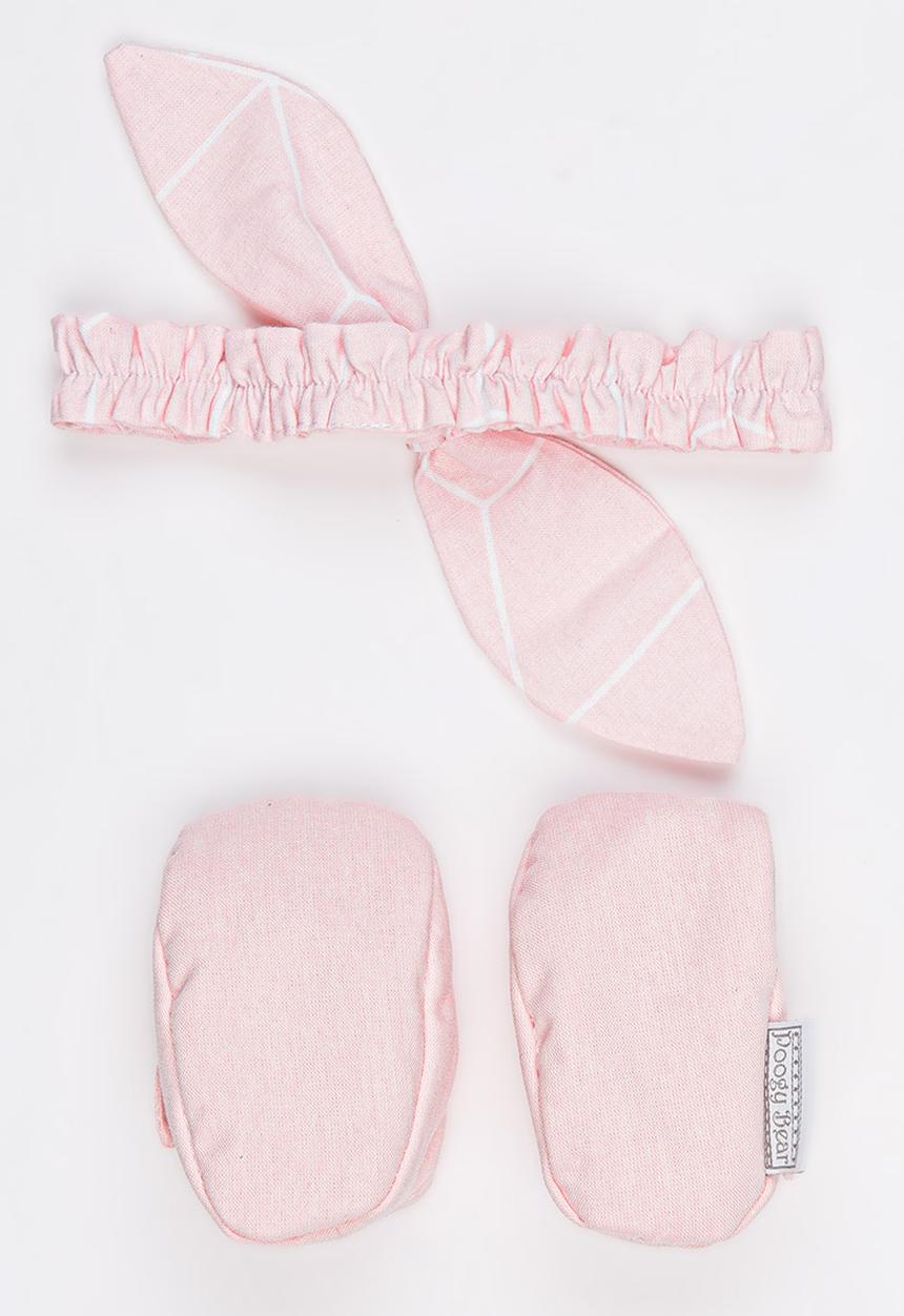 Poogy Bear - Geometric Headband & Woven Shoe Set Mid Pink