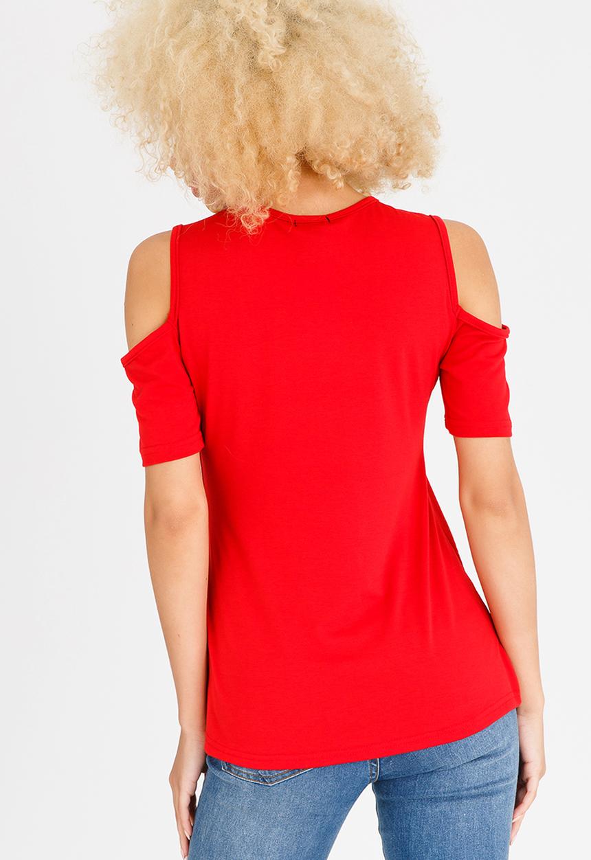 c(inch) - Cold Shoulder T-shirt Red