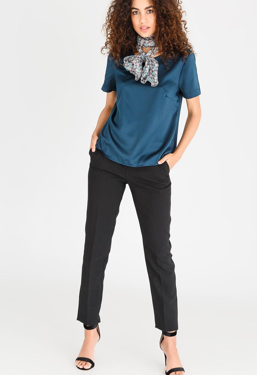 edit - Blouse with Detachable Scarf Dark Green