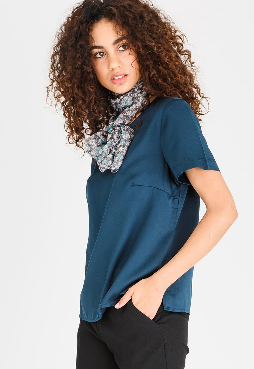 edit - Blouse with Detachable Scarf Dark Green
