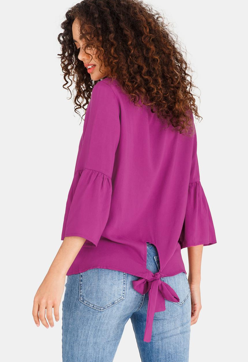 edit - Bell Sleeve Blouse with Tie Back Detail Mid Purple