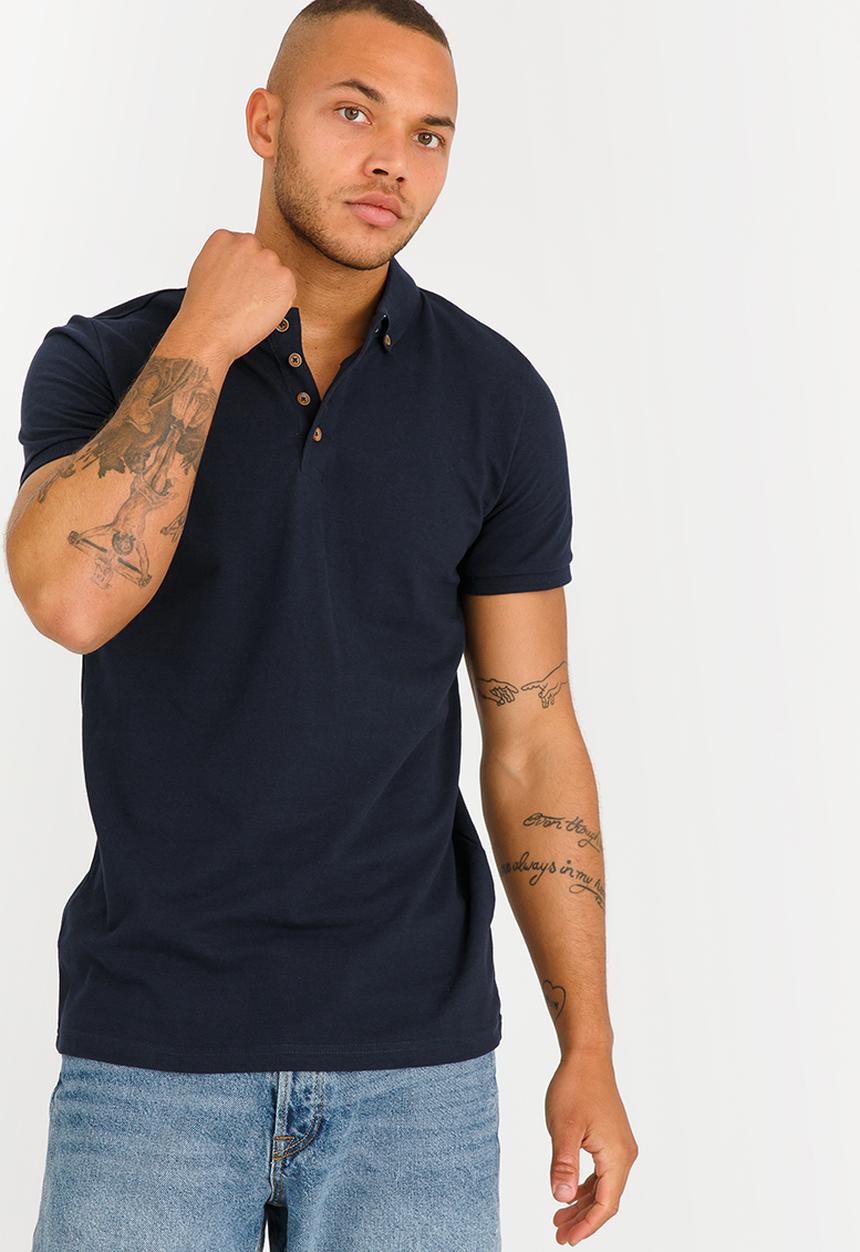 Brave Soul - Link Button Collar Golfer Navy