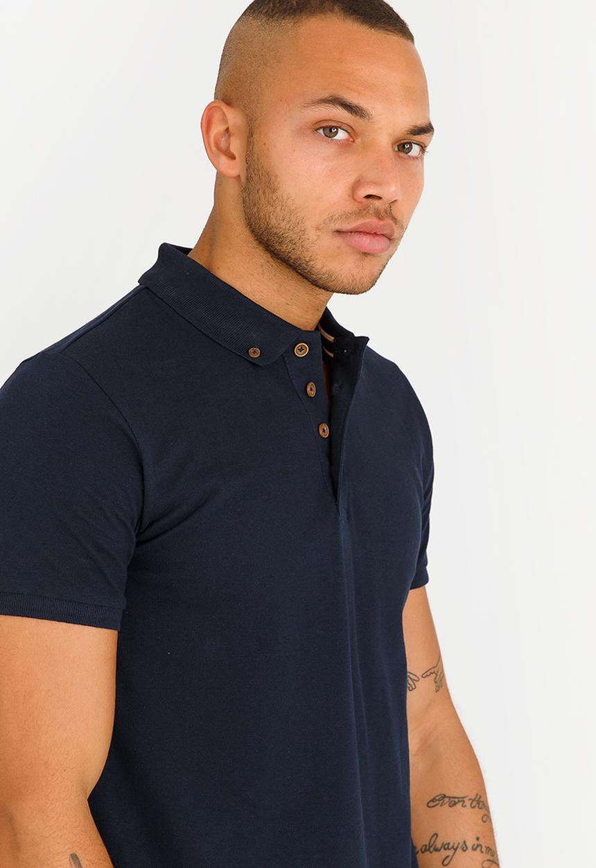 Brave Soul - Link Button Collar Golfer Navy