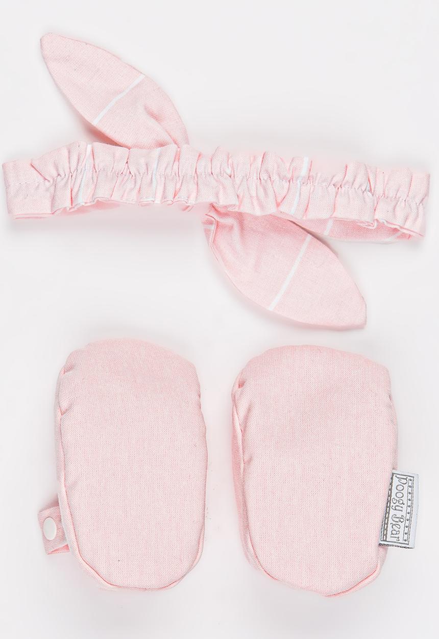 Poogy Bear - Geometric Headband & Woven Shoe Set Mid Pink