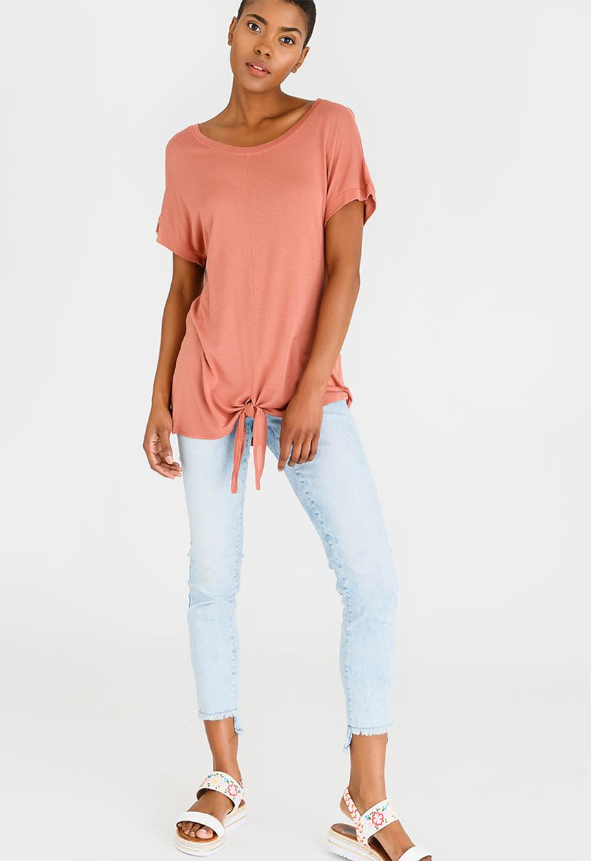 Noisy May - Crips Knot Detail Top Coral