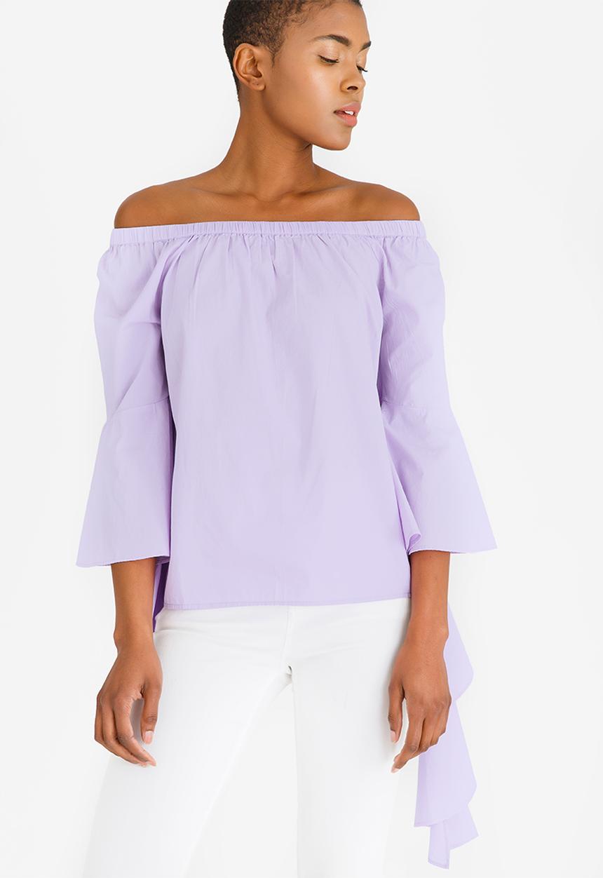 Noisy May - Julianna Off-the-shoulder Blouse Pale Purple