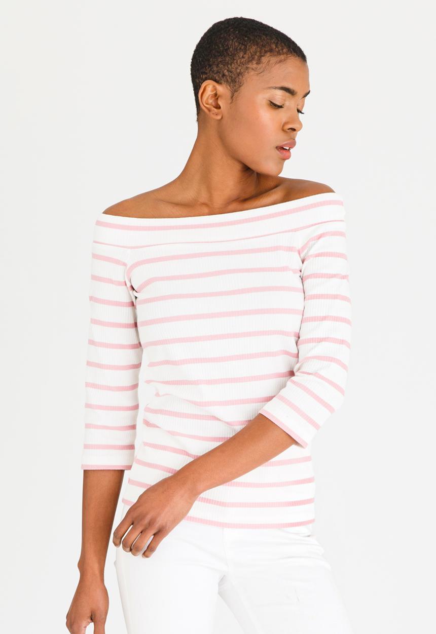 Pieces - Sisa Off-the-shoulder Top Pale Pink