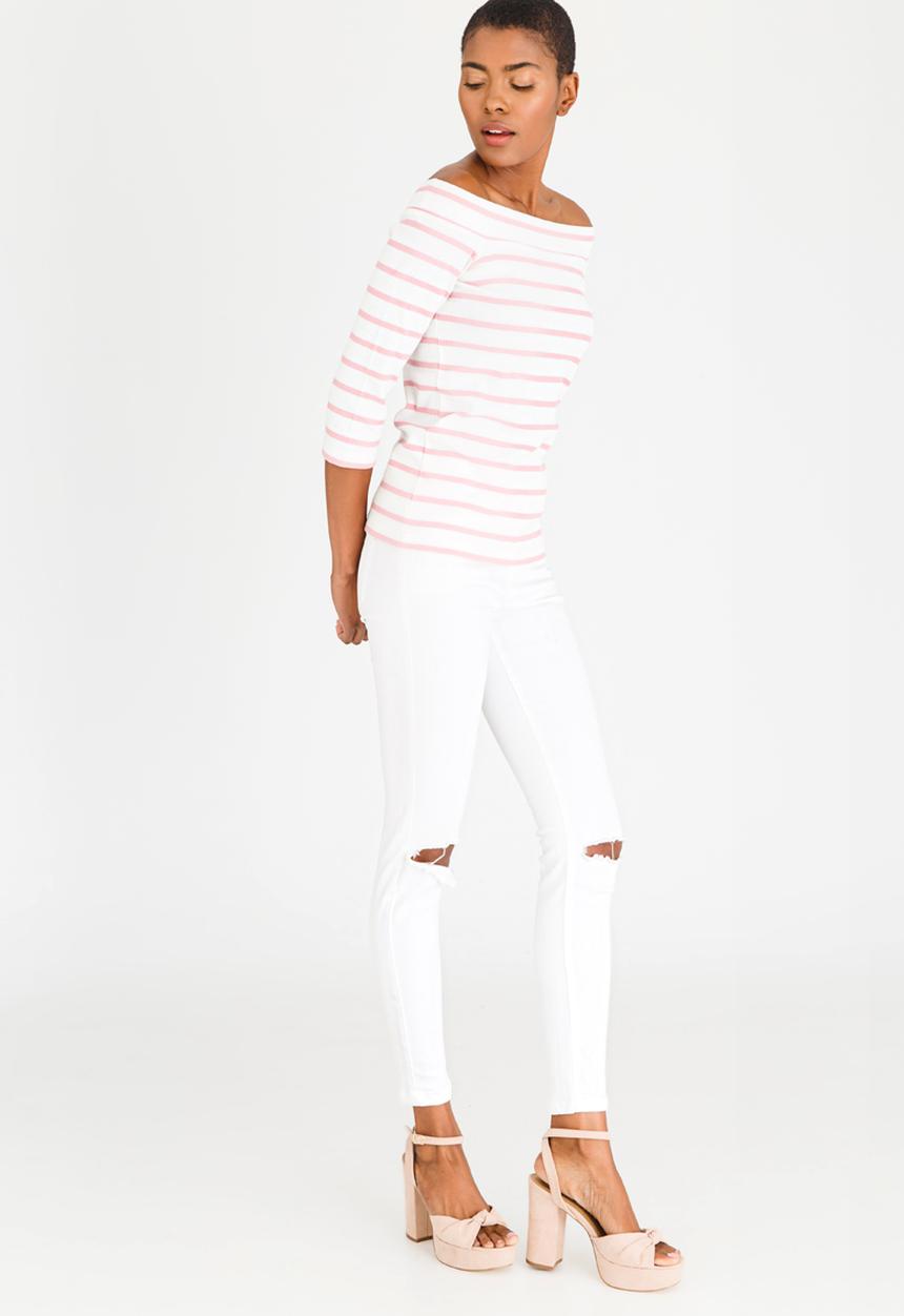Pieces - Sisa Off-the-shoulder Top Pale Pink
