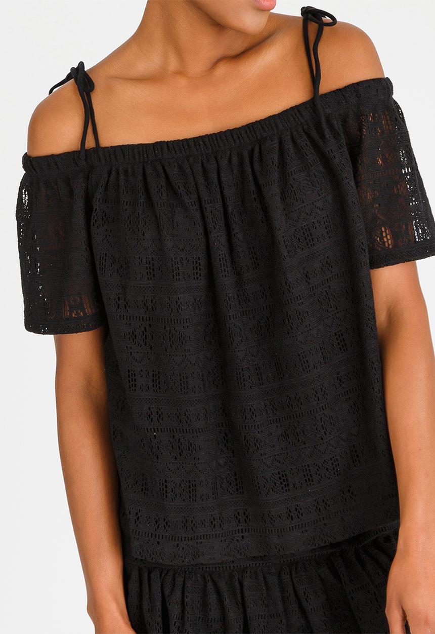 Noisy May - Anna Tie Detail Top Black
