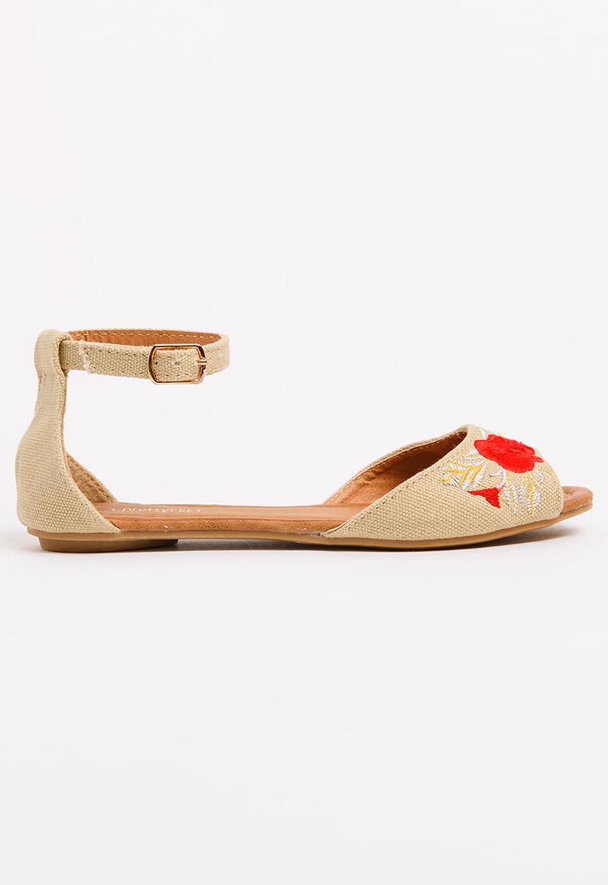 Jumbo - Velour Embroided Sandal Mid Brown