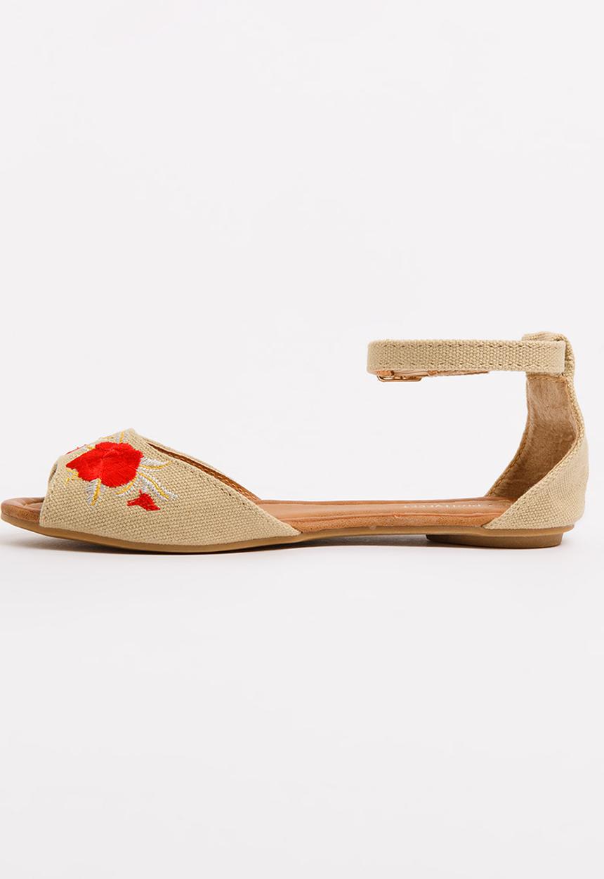 Jumbo - Velour Embroided Sandal Mid Brown