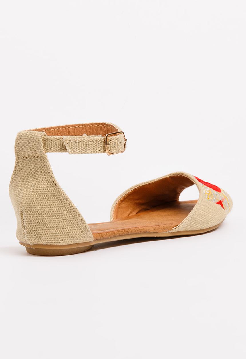 Jumbo - Velour Embroided Sandal Mid Brown