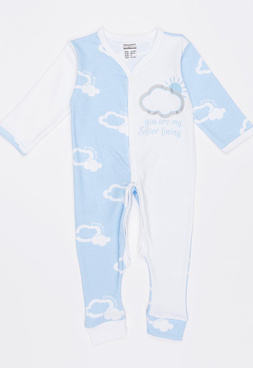 Poogy Bear - Silver Lining Baby Grow Blue