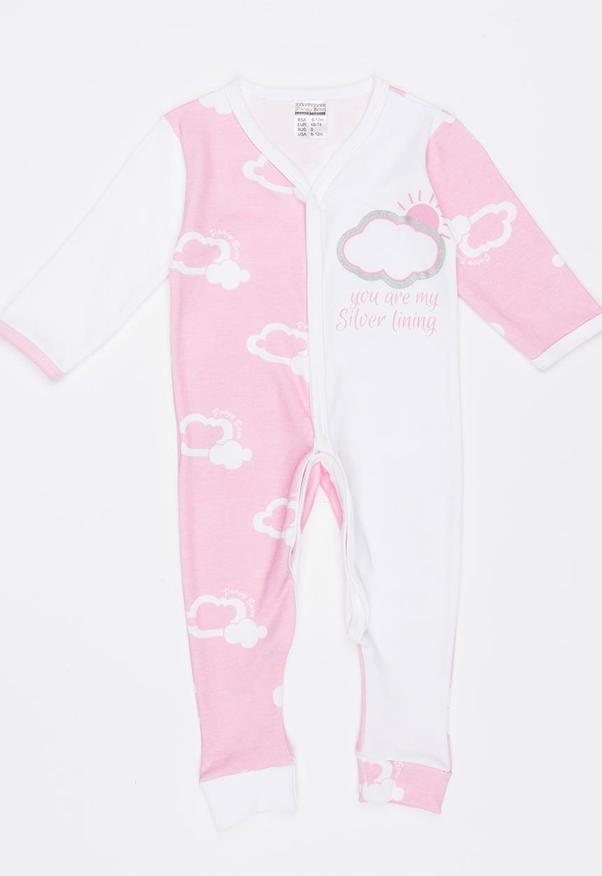 Poogy Bear - Silver Lining Baby Grow Pale Pink