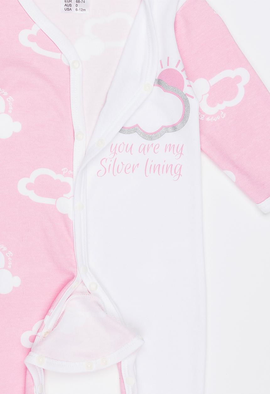 Poogy Bear - Silver Lining Baby Grow Pale Pink