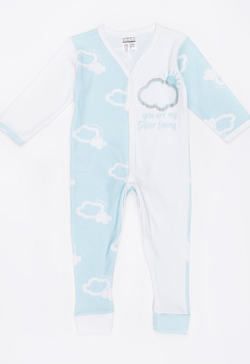 Poogy Bear - Aqua Silver Lining Baby Grow Aqua