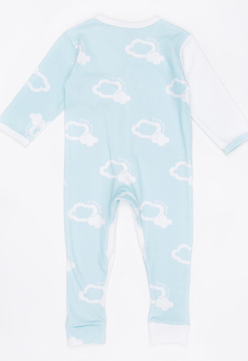 Poogy Bear - Aqua Silver Lining Baby Grow Aqua