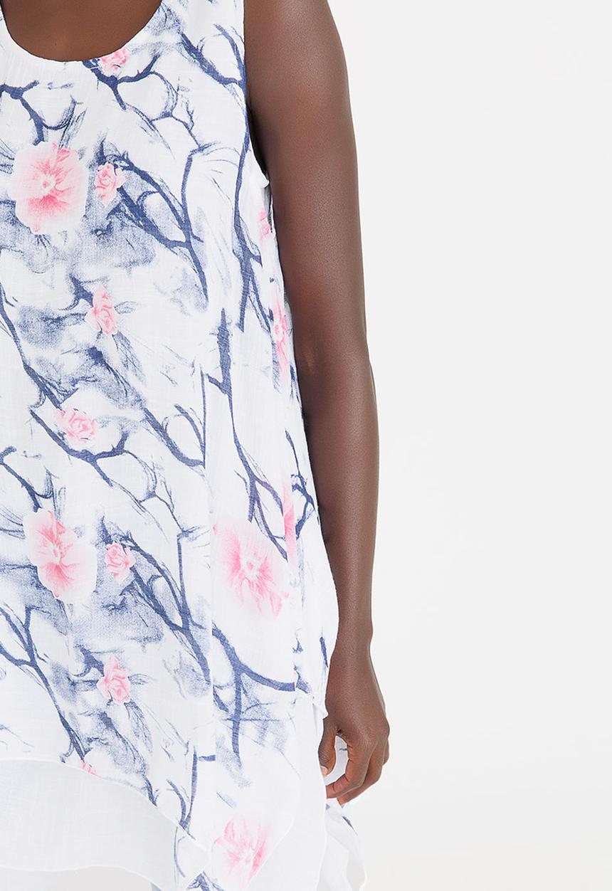 Revenge - Patterned Tunic Top White