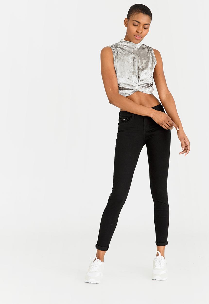 c(inch) - Cropped Velour Top Silver
