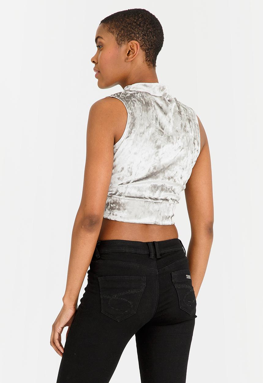 c(inch) - Cropped Velour Top Silver