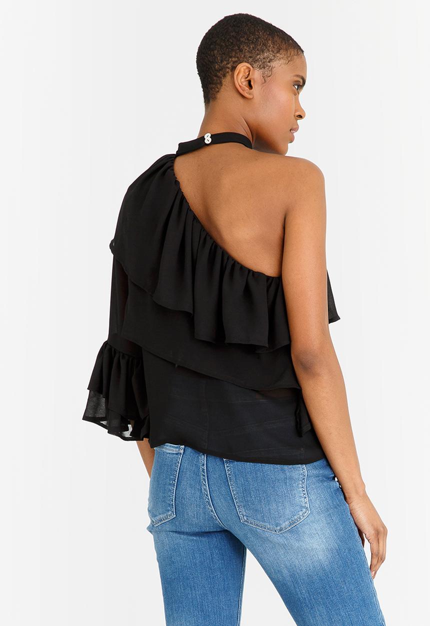 STYLE REPUBLIC - Choker Neckline Blouse Black