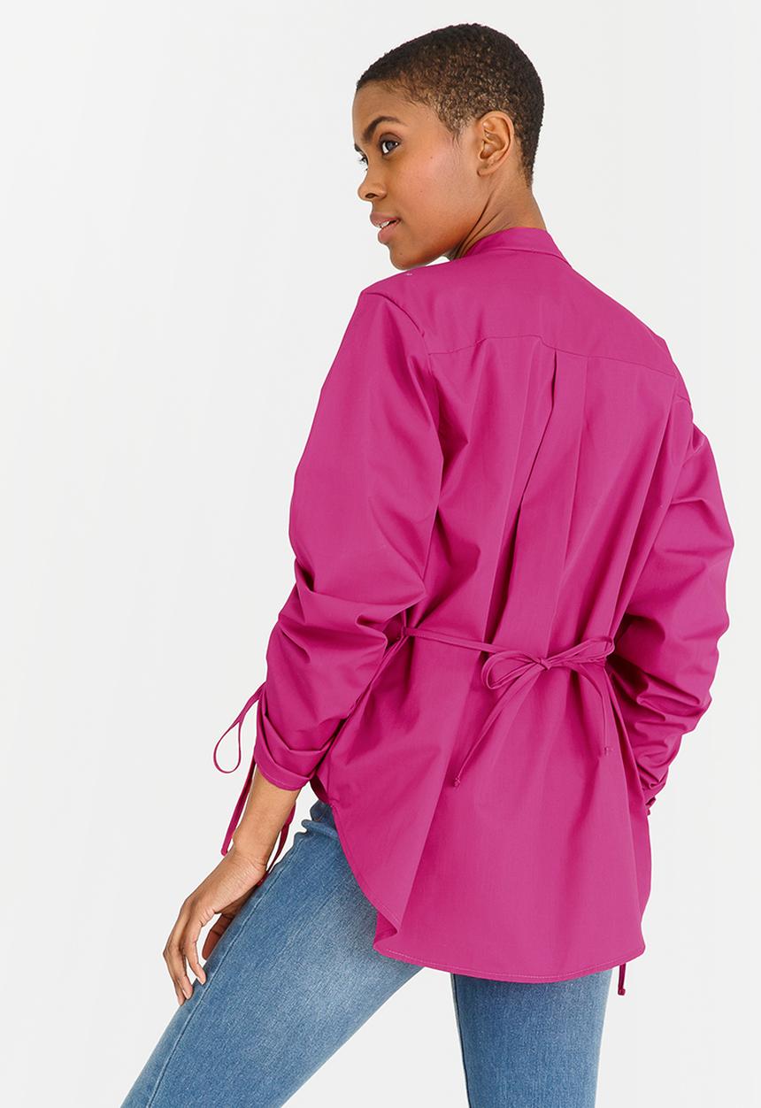 STYLE REPUBLIC - Ruched Sleeve Shirt Cerise Pink