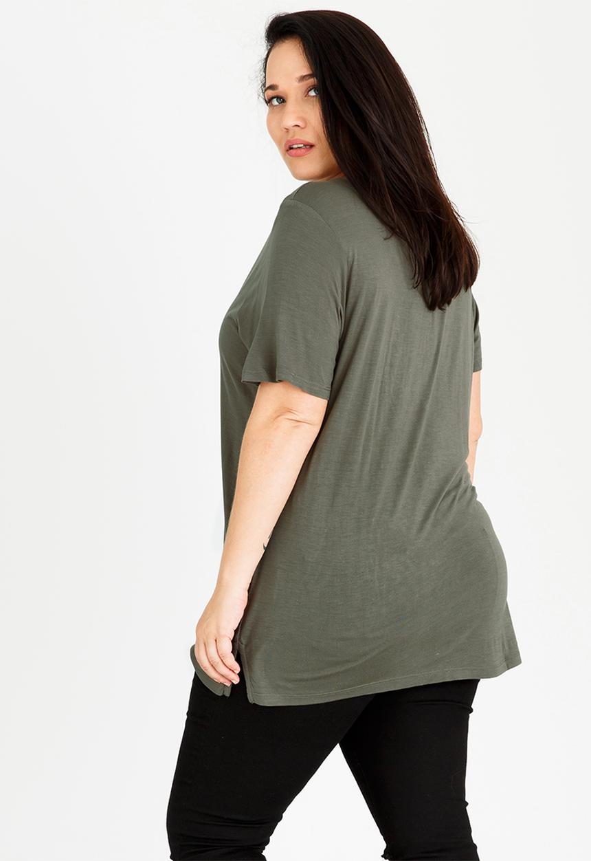 Brave Soul - Tory V-neck T-shirt Mid Green