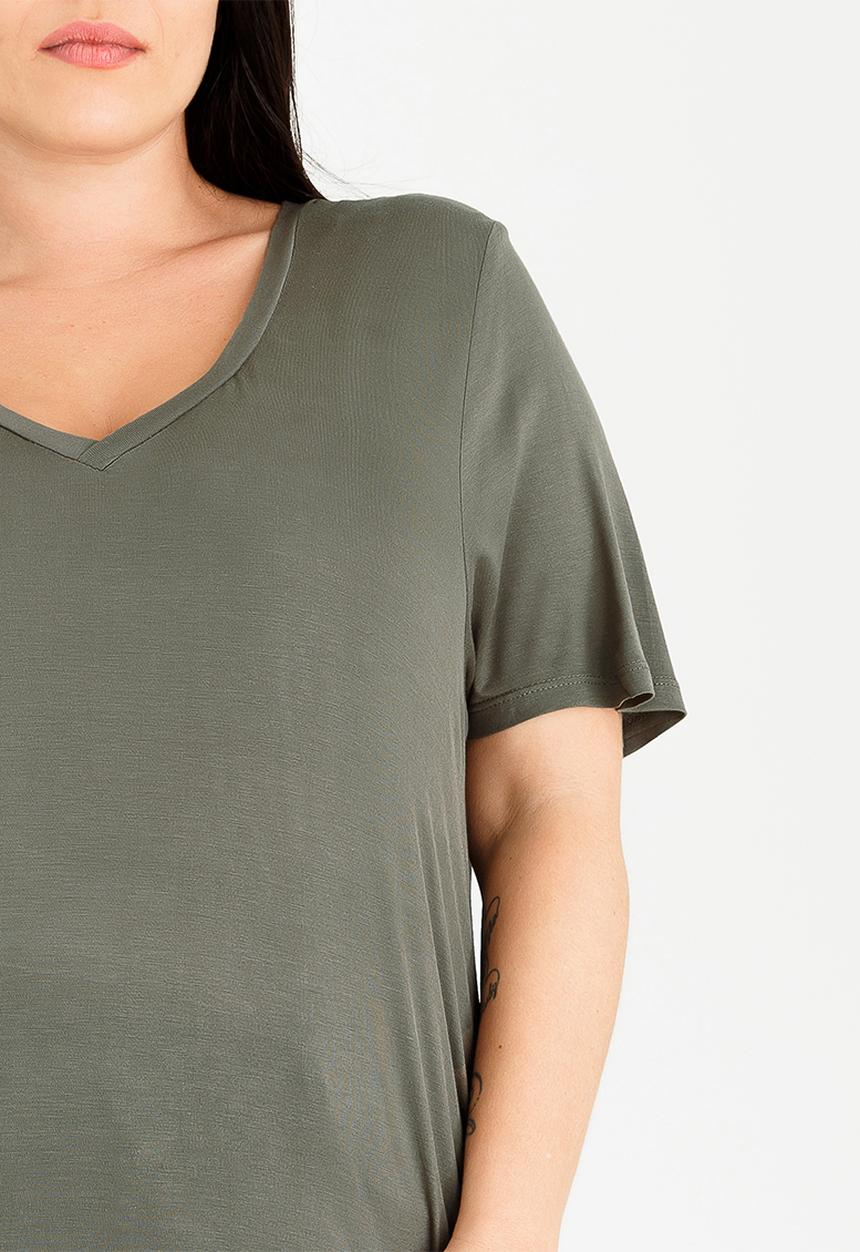 Brave Soul - Tory V-neck T-shirt Mid Green