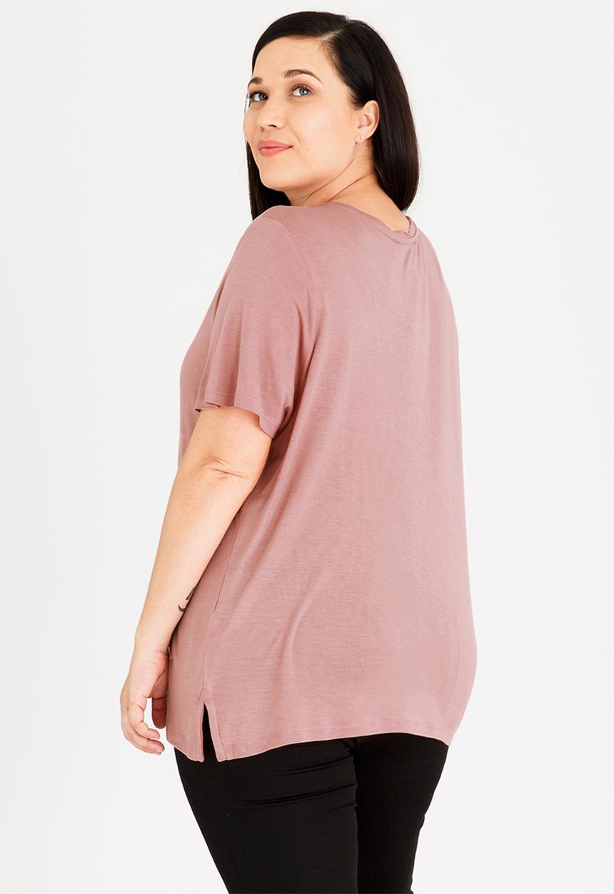 Brave Soul - Tory V-neck T-shirt Pale Pink
