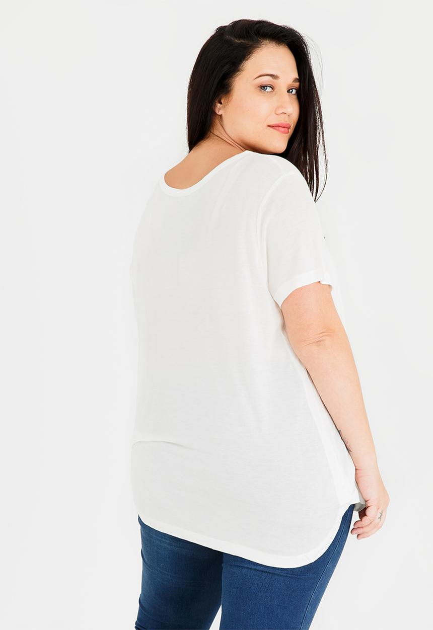 Brave Soul - Perrie Scoop Neck T-shirt Cream