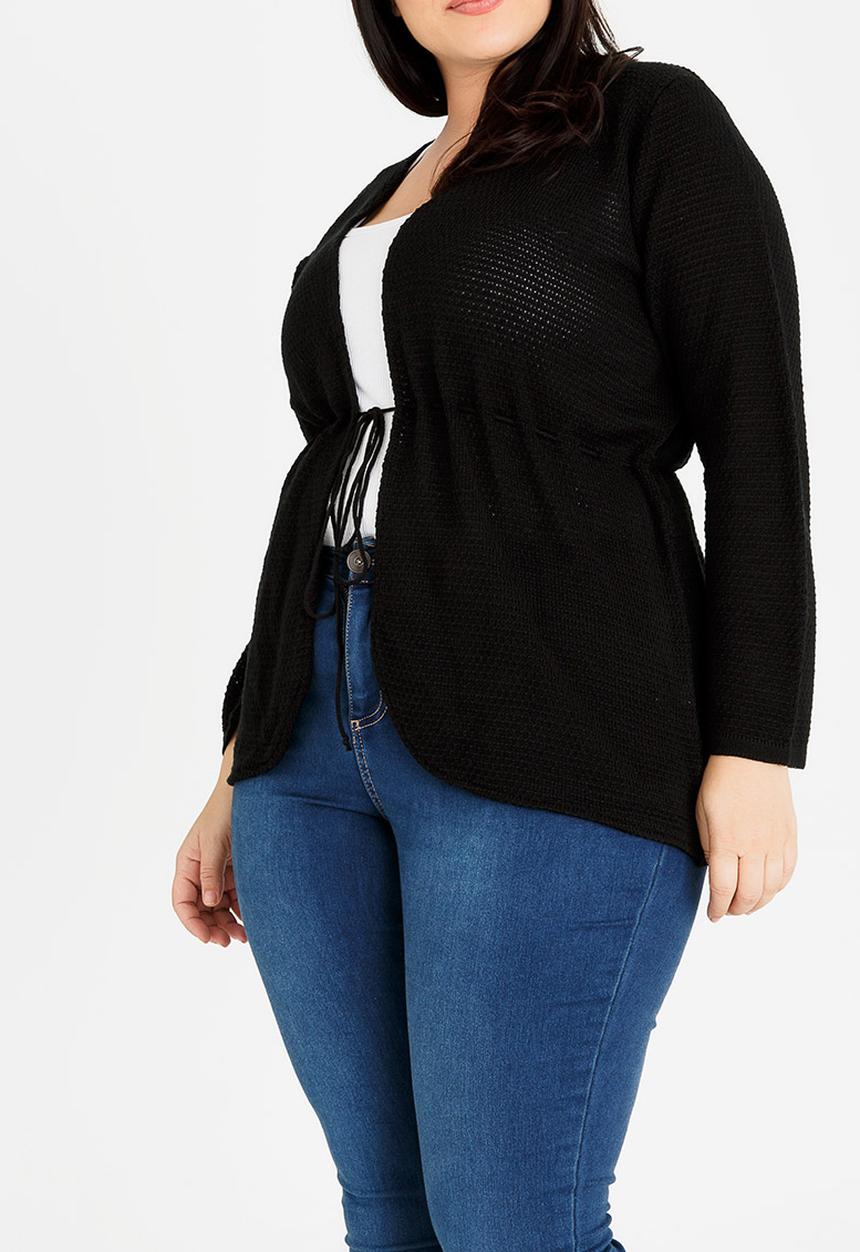 edit Plus - Lace Knit Cardigan Black