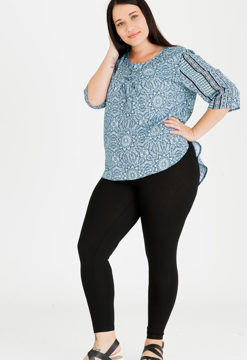 Slick - Torey Eyelit Lace-up Detail Top Turquoise