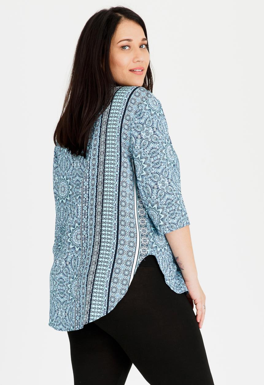 Slick - Torey Eyelit Lace-up Detail Top Turquoise