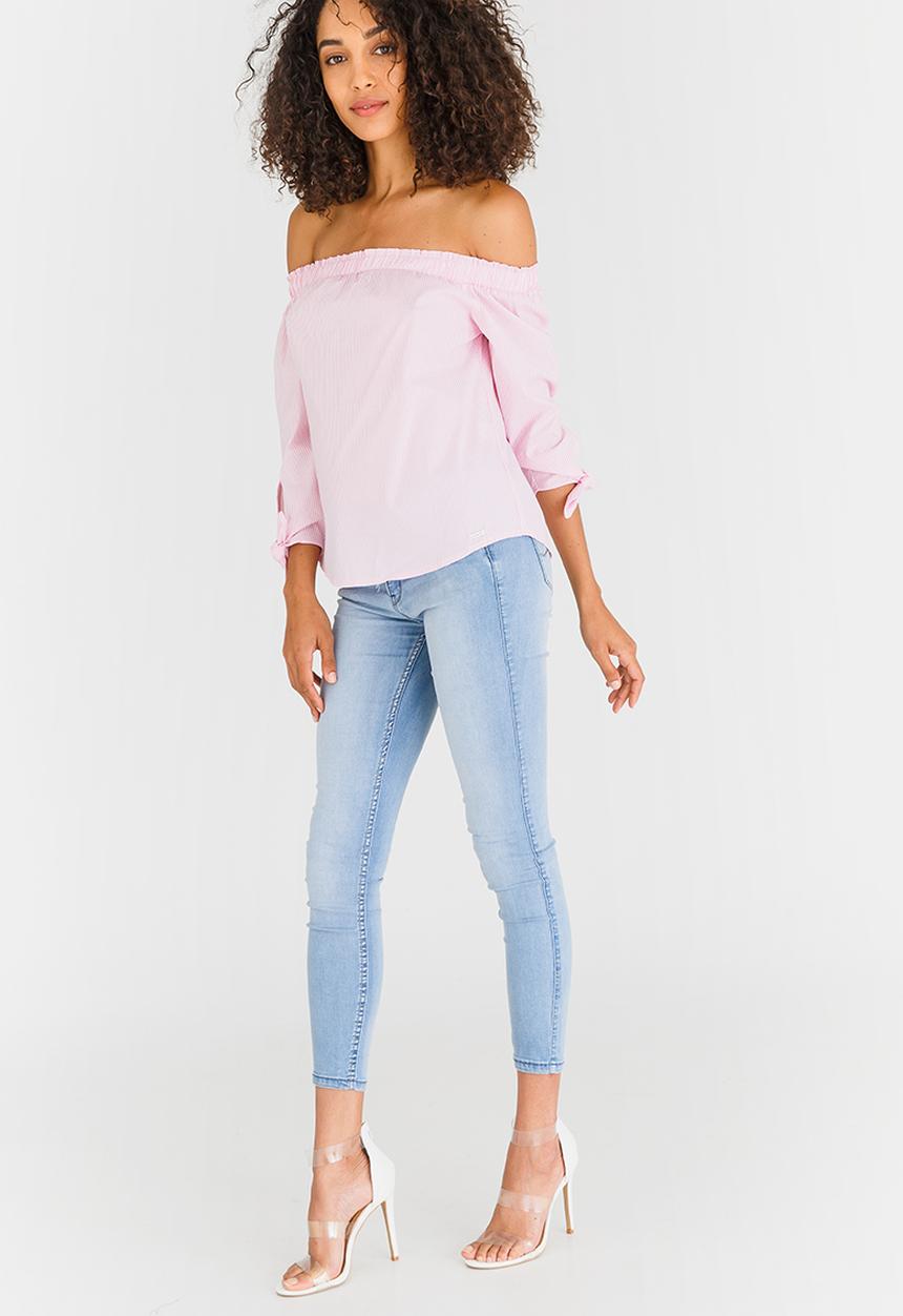 SISSY BOY - Ready Set Go Striped Bardot Top Pale Pink