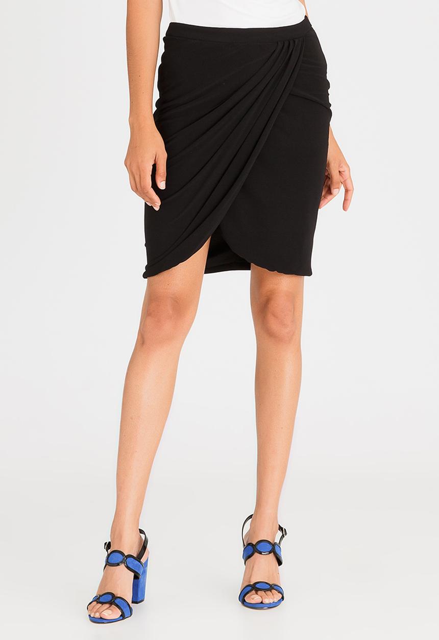 edit - Wrap Over Drape Skirt Black
