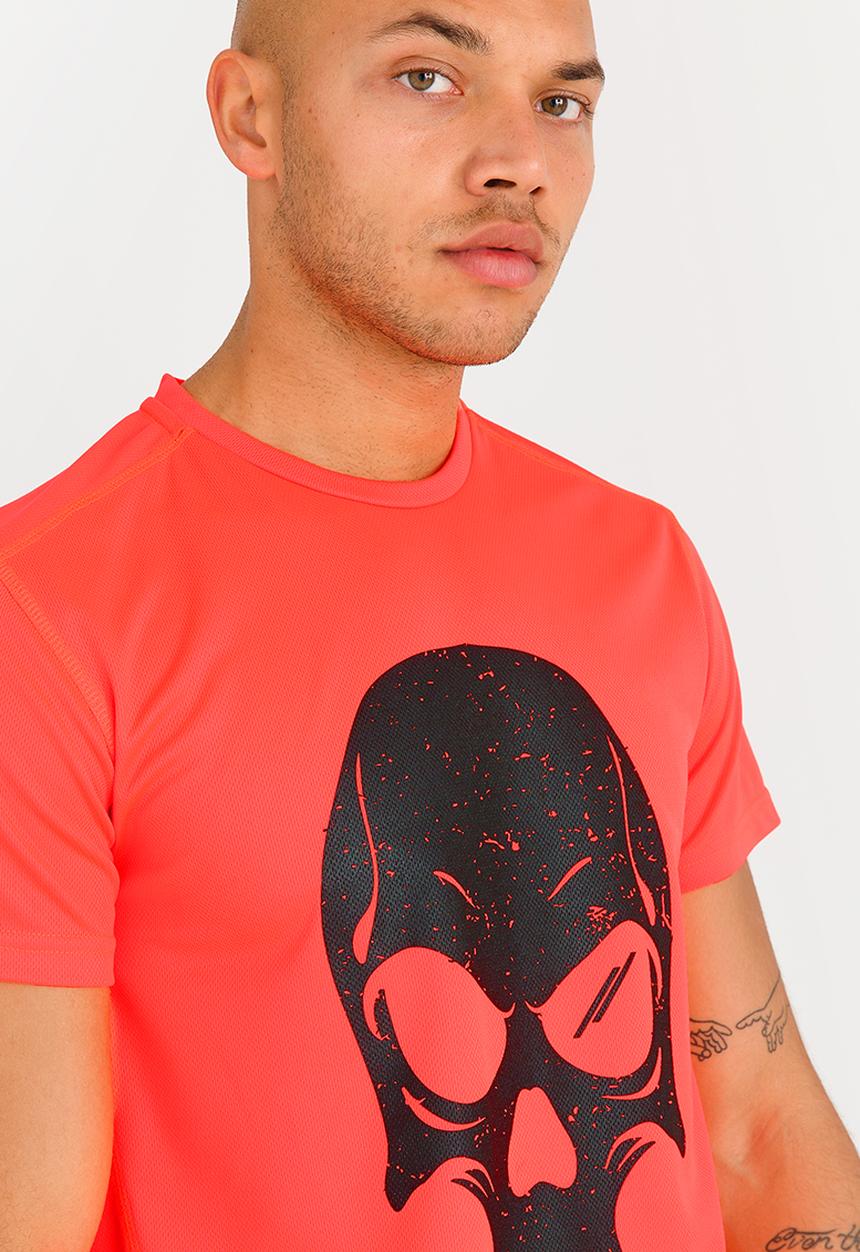 Lithe - Theta Airtex Skull Print Tee Orange