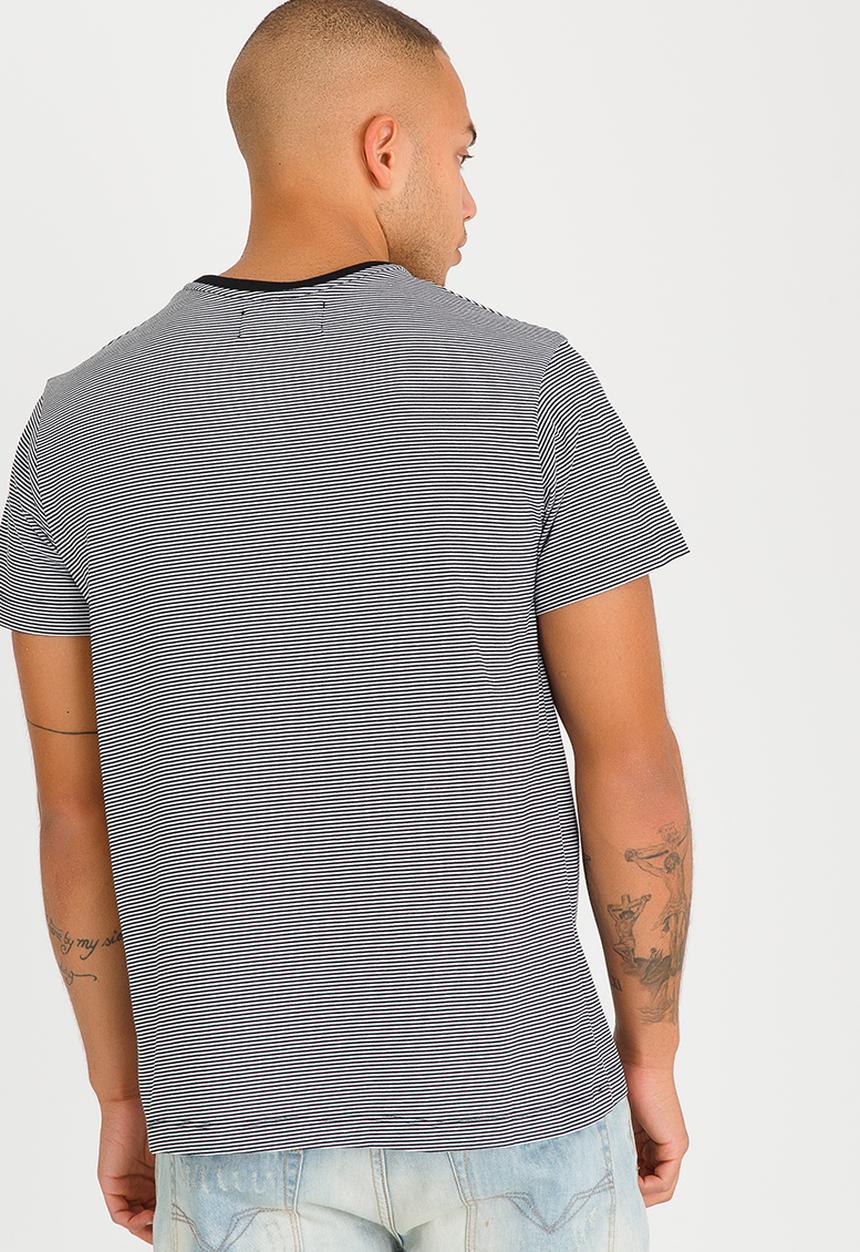 Resist - Striped Crew Neck  T Shirt Black and White