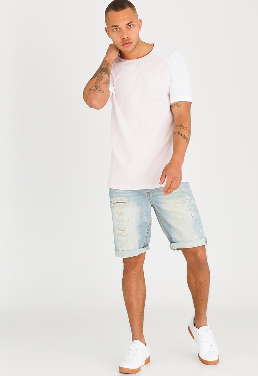 Resist - Printed Raglan T Shirt Pale Pink