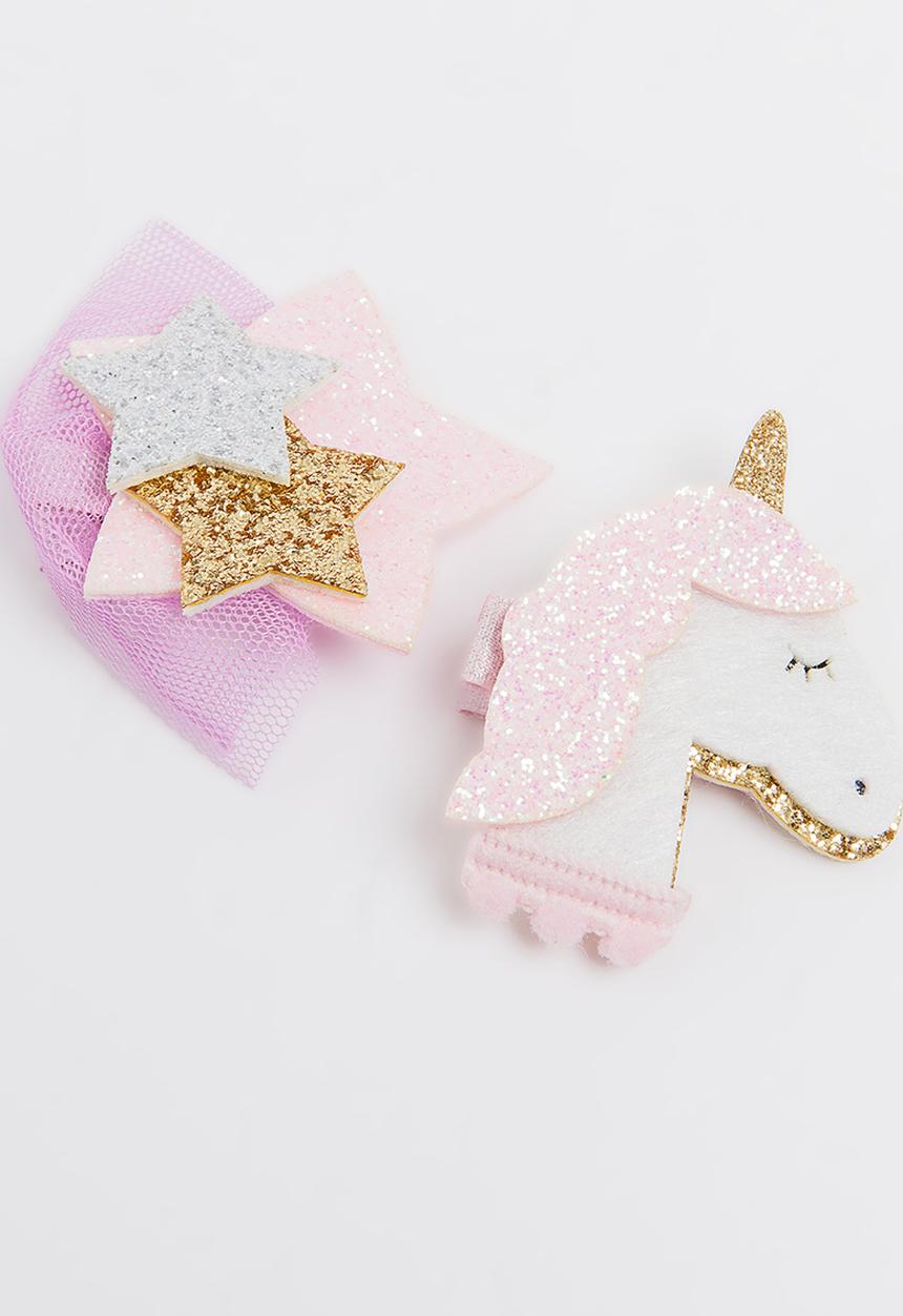 Pop Candy - Unicorn / Star Hair Clip Mid Pink