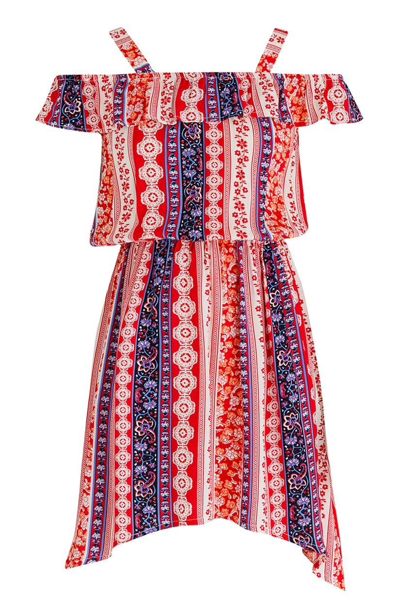 Rebel Republic - Woven Bardot Dress Multi-colour
