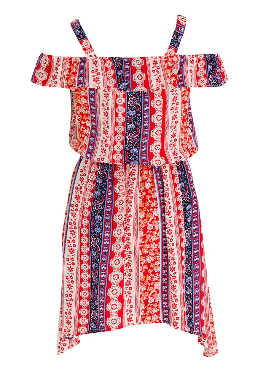 Rebel Republic - Woven Bardot Dress Multi-colour