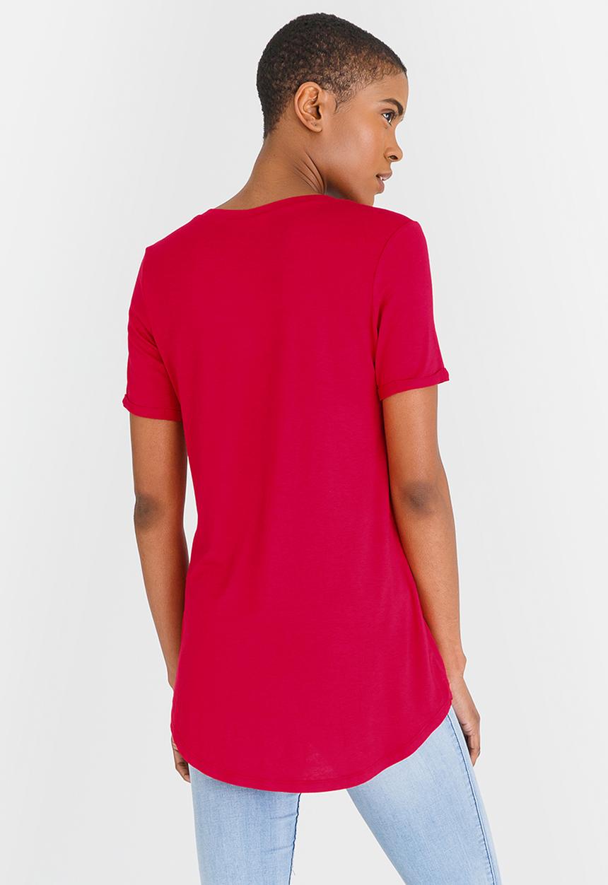 edit - High-Low Tee Red